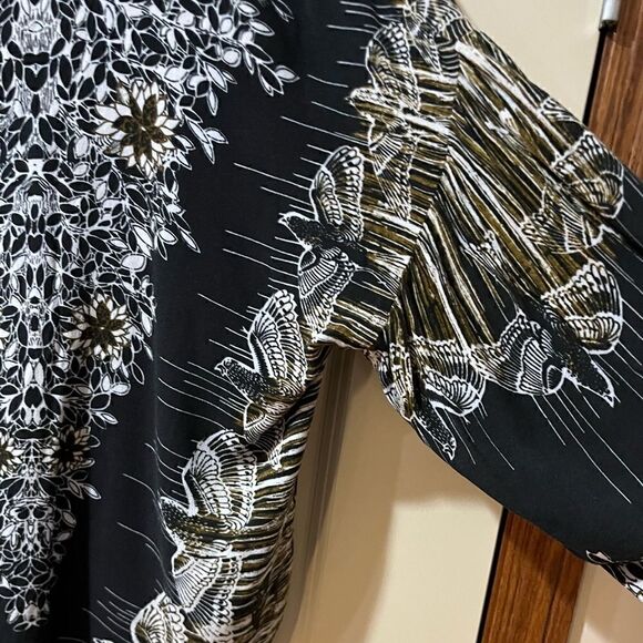 FREE PEOPLE Birds of a Feather Patterned Top Black Brown Beige Women’s Large - Picture 9 of 11